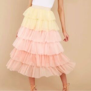Red Dress Boutique champagne & strawberry tiered skirt